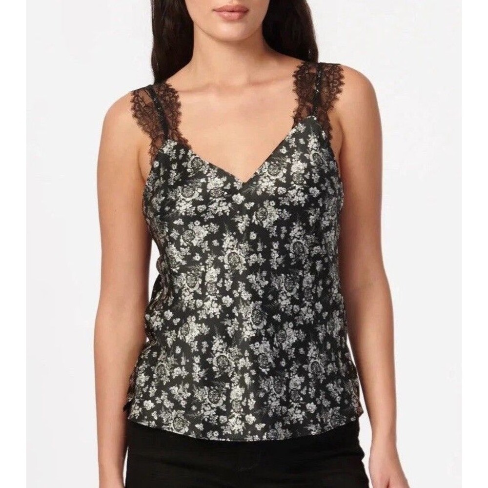 Cami NYC Marlo Silk Floral Camisole Women’s L Lace Black Luxe Cottage Coquette